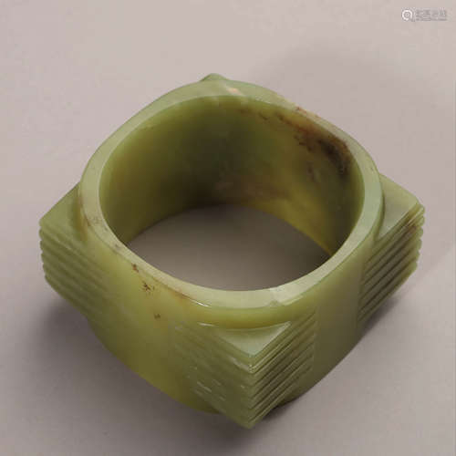 A Greenish Jade Cong Ornament