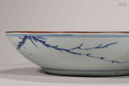 A Blue and White Horses Plate