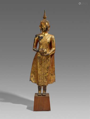 A large Rattanakosin lacquered and gilt bronze figure of a B...