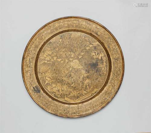 A large Northern Thai gold-and-black lacquer plate. Late 19t...