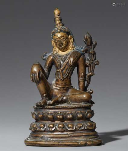 A Tibetan bronze figure of Padmapani. Pala style, 14th centu...