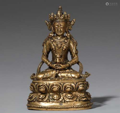 A Tibetan bronze figure of Buddha Amitayus. 15th/16th centur...