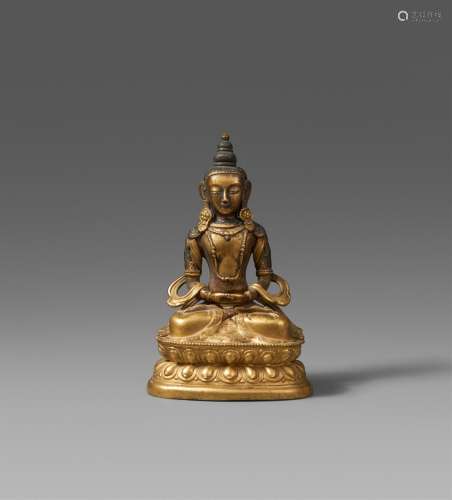 A Tibetochinese gilt bronze figure of Buddha Amitayus. 18th/...