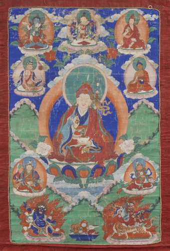 A Tibetan thangka of Padmasambhava. 19th/20th century