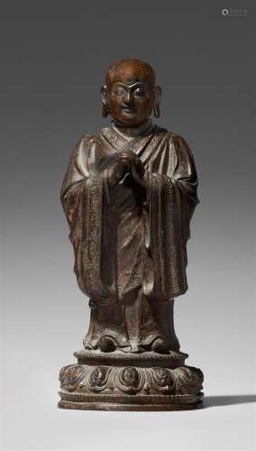 A bronze figure of luohan Ananda. 17th/18th century