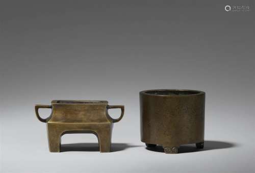 Two copper alloy incense burners. Qing dynasty