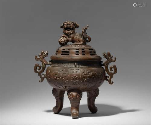 A large bronze incense burner. Probably Southern China. 19th...