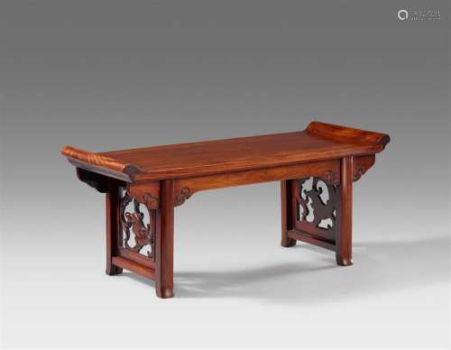 A huanghuali stand formed as a miniature recessed leg table....