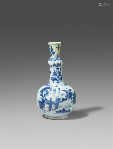 Zwei blau-weiße Flaschenvasen. Chongzhen Periode (1628-1644)