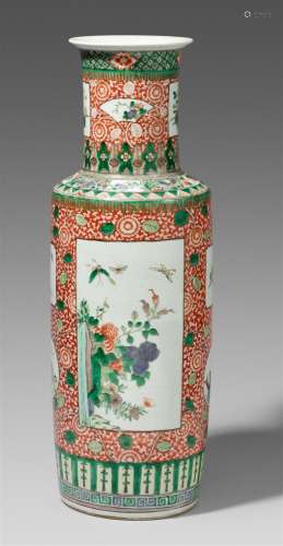 A familler verte rouleau vase. 19th century