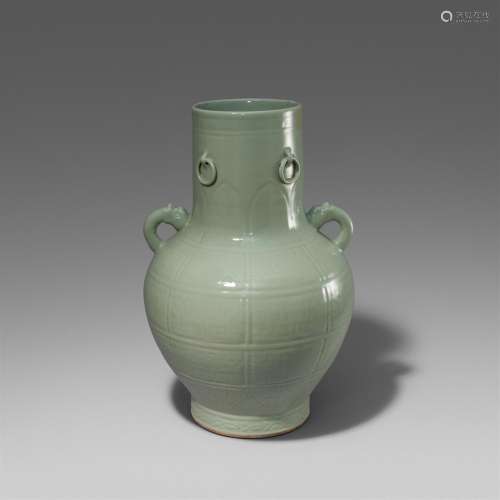 A large celadon-glazed vase. Around mid-20th century