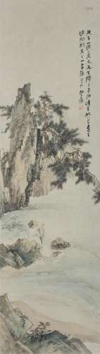 A scholar below a pine tre. Hanging scroll. Ink and colour o...