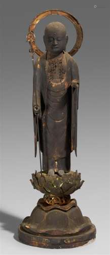 A wood figure of Jizo Bosatsu. Heian or early Kamakura perio...