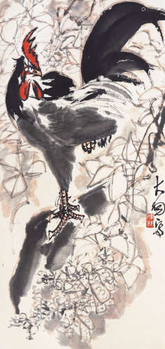 陈大羽（1912～2001） 雄鸡图 立轴 设色纸本