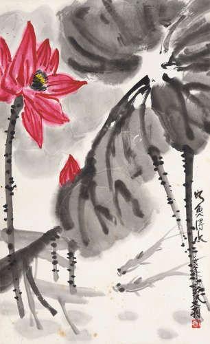 陈大羽（1912～2001） 如鱼得水图 立轴 设色纸本