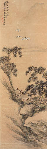 钱松嵒（1899～1985） 松鹤延年 立轴 设色纸本
