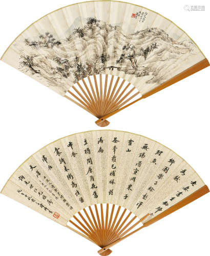 蒋锡曾（1888～1968）樊增祥（1846～1931） 书画 成扇 设色纸本