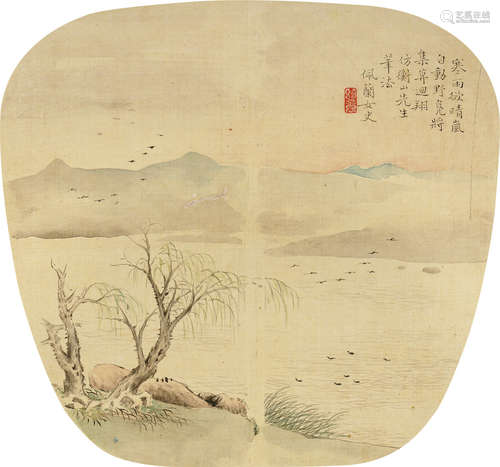 席佩兰（1760～1829后） 湖光溪凫图 镜心 设色绢本