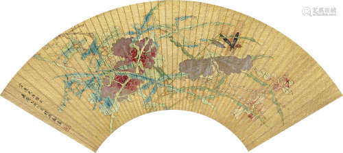 钱与龄（1763～1827） 春趣图 扇面 设色泥金