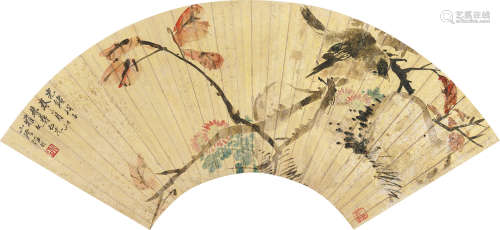 任伯年（1840～1895） 红叶栖雀 镜心 设色纸本