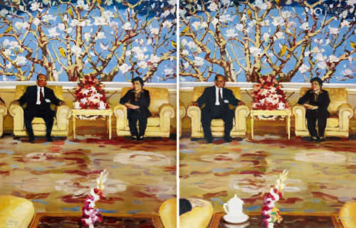 李青 2005年作 大家来找茬之四 布面油画
