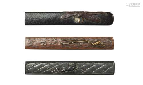 Three kozuka of different materials. 19th century