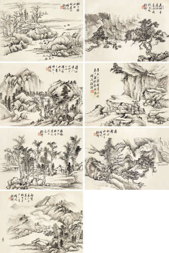 徐郙（1838～1907） 临古山水 （七帧） 镜心 水墨纸本
