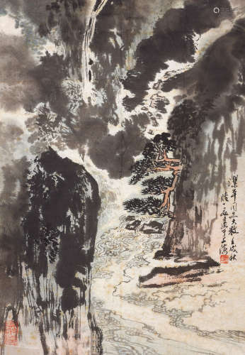 陆一飞（1931～2005） 云瀑图 镜心 设色纸本
