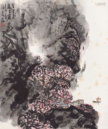 宋文治（1919～1999） 嘉陵江景 立轴 设色纸本