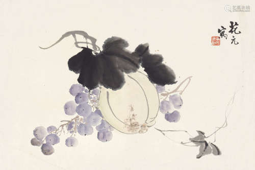 花元（1898～1957） 瓜果 镜心 设色纸本