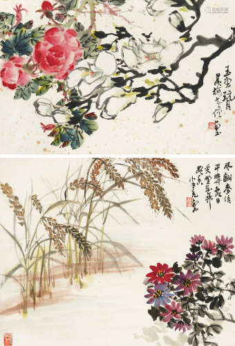 赵云壑（1874～1955） 花卉 （二帧） 镜心 设色纸本