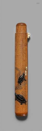A goma-dake-type inlaid bamboo kiseruzutsu. Late 19th centur...