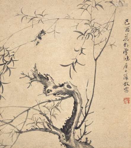 张敔（1734～1803） 花鸟 立轴 设色纸本