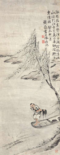 高其佩（1672～1734） 渔父图 立轴 设色纸本