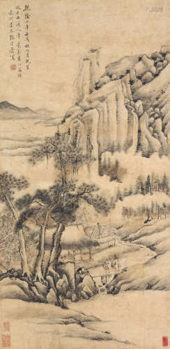 张宗苍（1686～1756） 溪山访友 立轴 水墨纸本