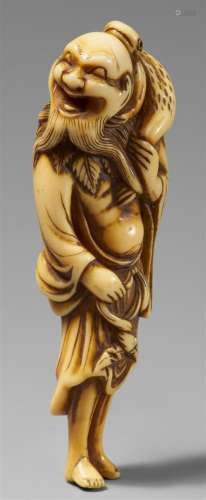 An ivory netsuke of Gama Sennin. 18th century