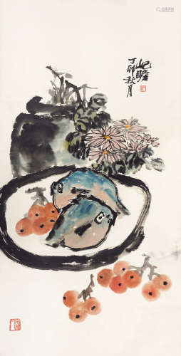 朱屺瞻（1892～1996） 佳肴 立轴 设色纸本
