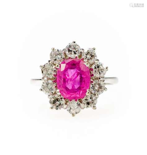 Entourage-Ring mit rosa Saphir