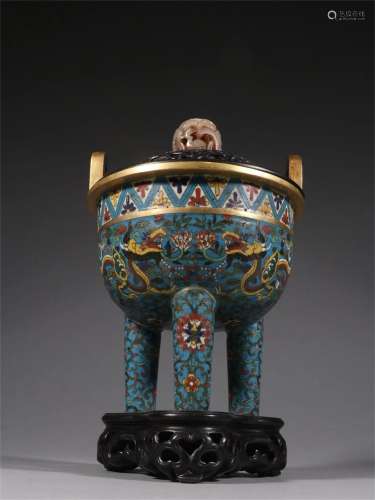A Chinese Cloisonne Incense Burner with Dragon