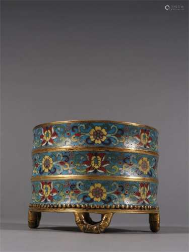 A Chinese Cloisonne Incense Burner with Flower
