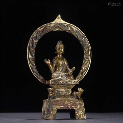 A Chinese Gilt Bronze Guanyin Statue