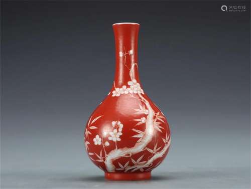 A Chinese Iron Red Glazed Porcelain Vase