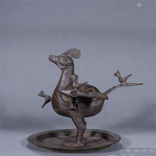 A Chinese Bronze Incense Burner with Phoenix