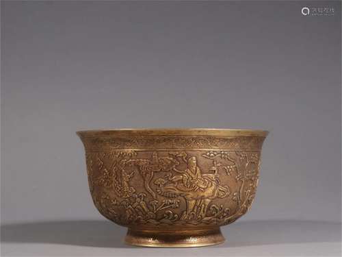 A Chinese Agarwood Bowl with Figure and Story