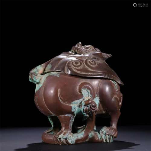 A Chinese Bronze Beast Shaped Incense Burner