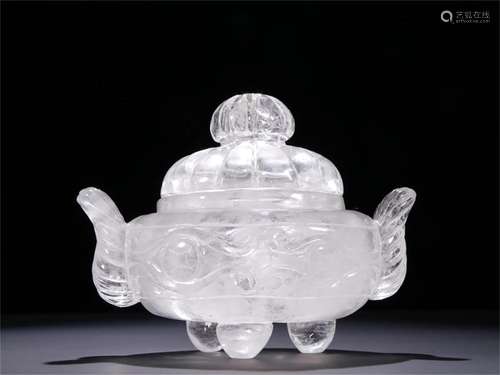 A Chinese Carved Rock Crystal Incense Burner