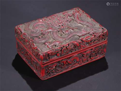 A Chinese Carved LacquerInkstone