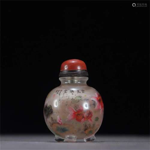 A Chinese Carved Rock Crystal Snuff Bottle