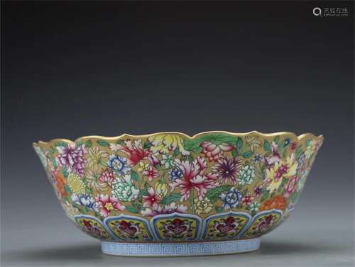 A Chinese Famille Rose Porcelain Bowl with Flower