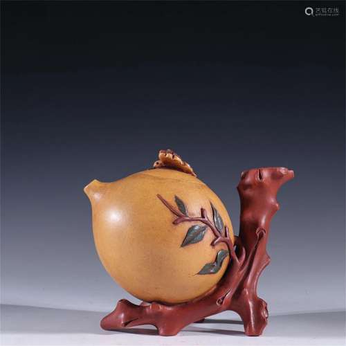 A Chinese Yixing Zisha Pomegranate Shaped Teapot